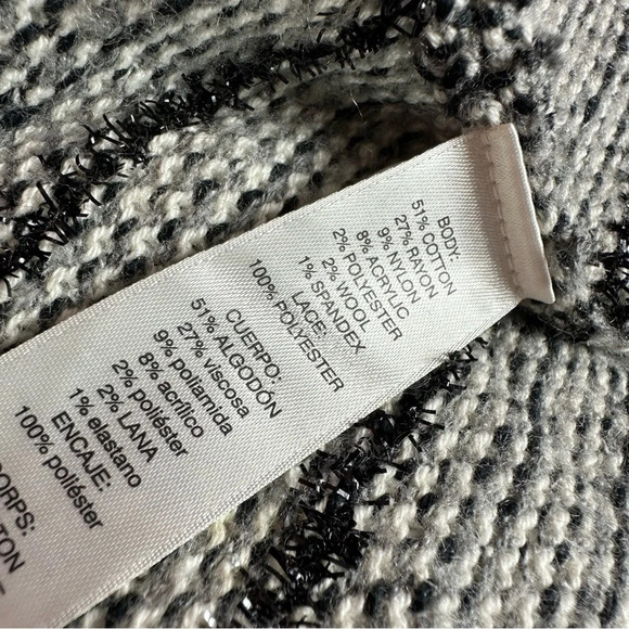 Chico's black white jacket blazer size 0 (Small 4) business office lace trim - Picture 7 of 8